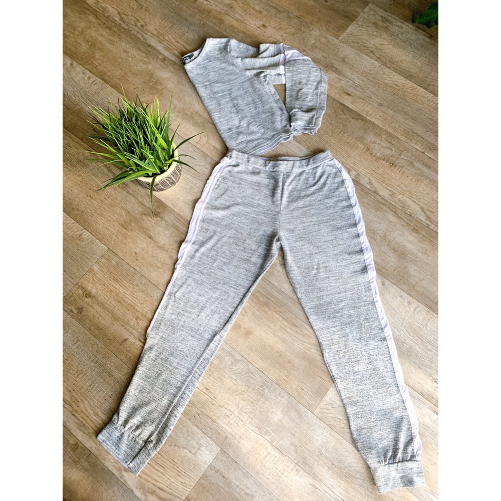 Gray and White Sweat suit
